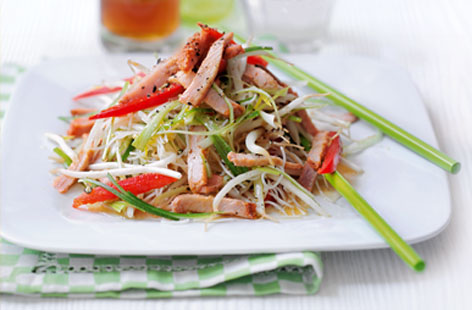 Char sui pork beansprout and noodle salad hero